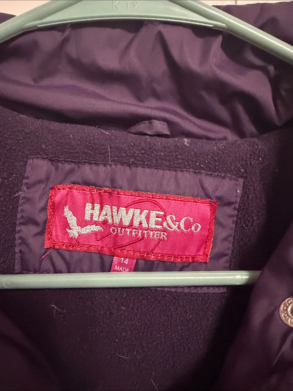 Hawke & Co girls Deep Purple Quilted Puffer Coat